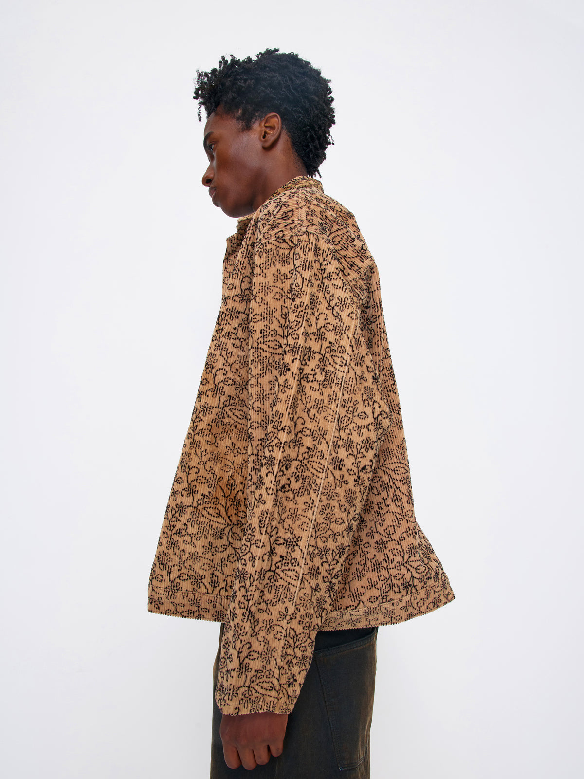 TAN BLACK UNISEX HAND BLOCK PRINT JACKET