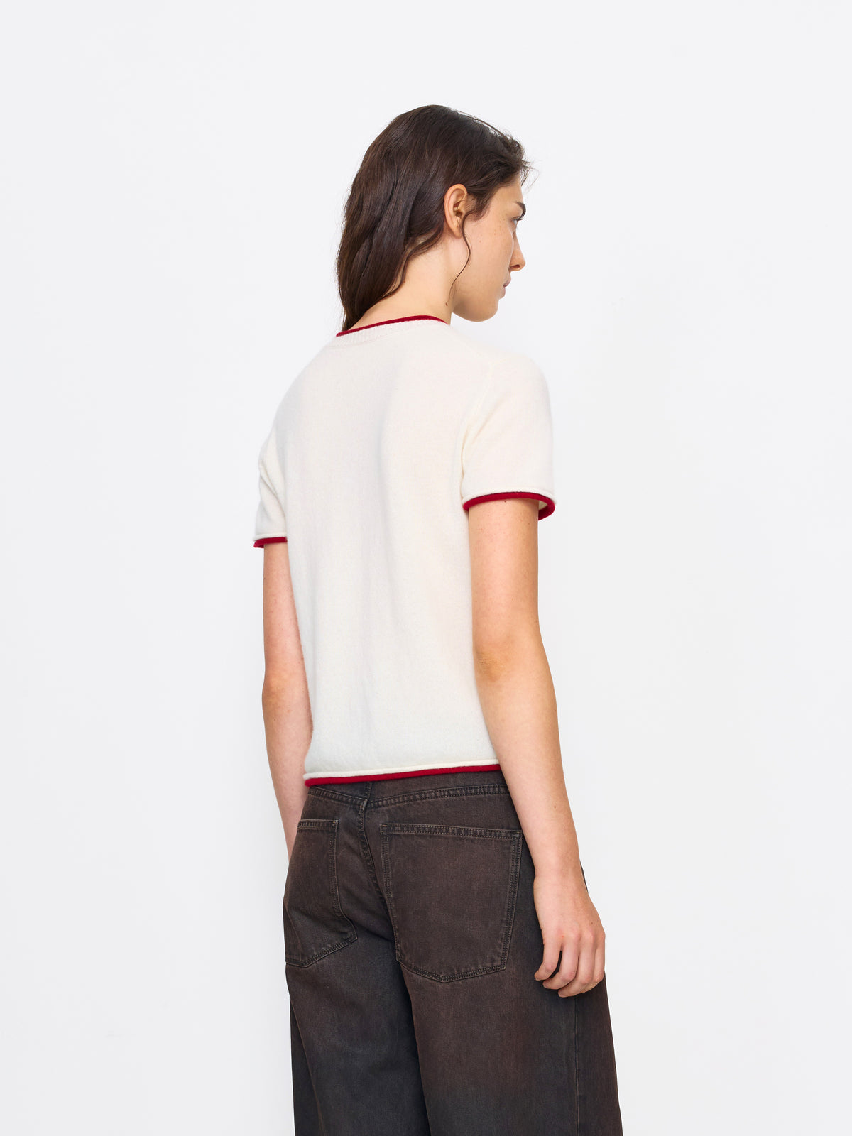 WHITE RED WOMEN'S CASHMERE SHIRT