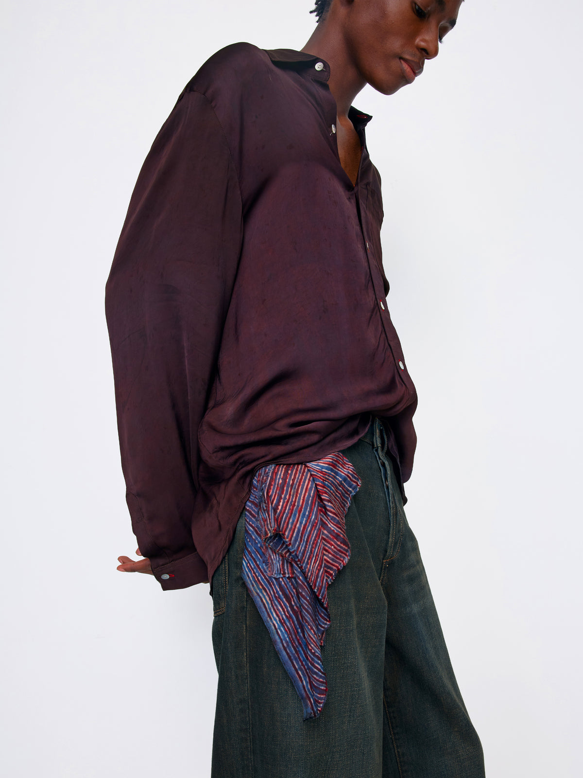 MAROON UNISEX SILK SHIRT