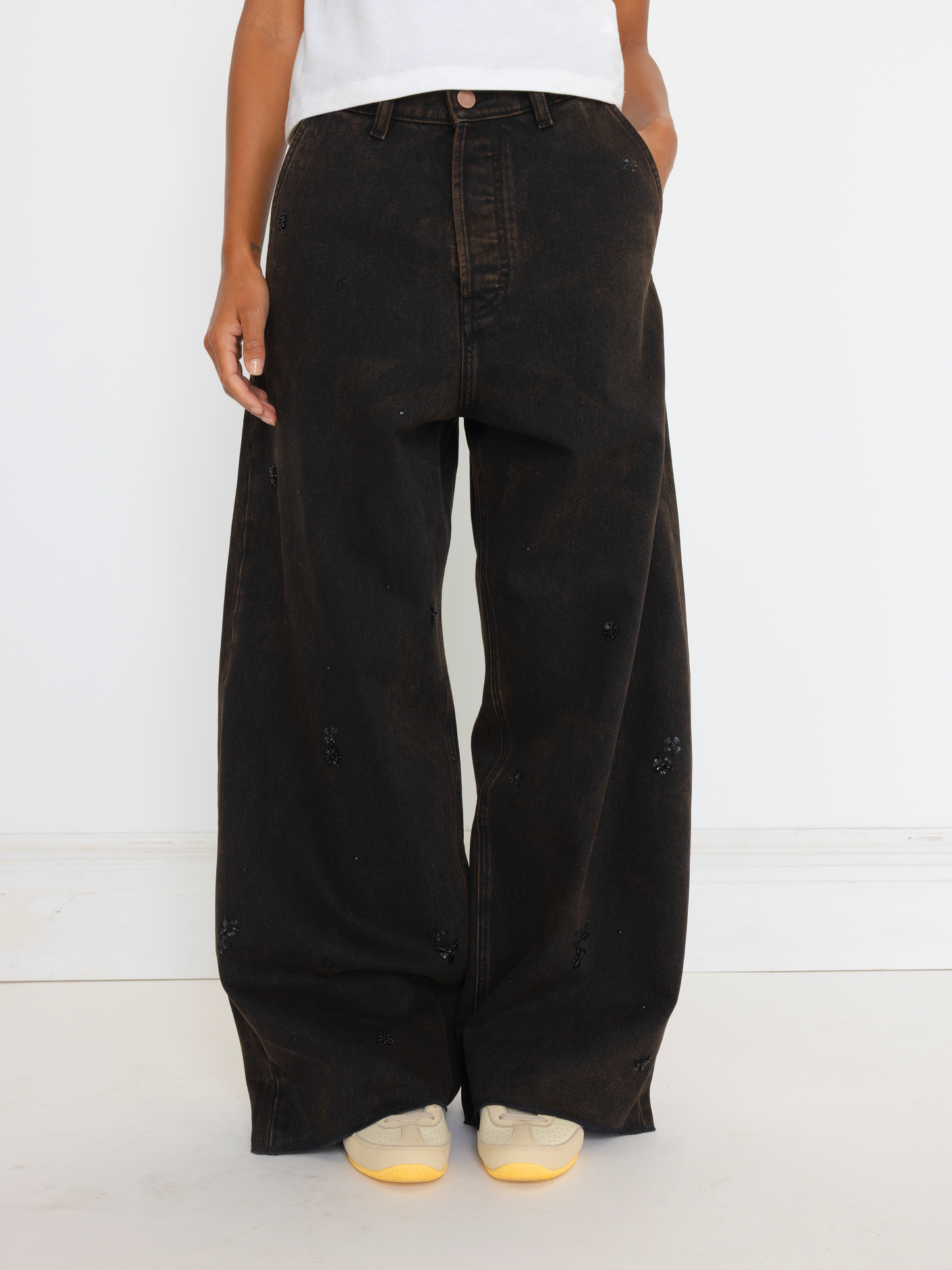 RUSTED BLACK HAND BEADED UNISEX JEAN