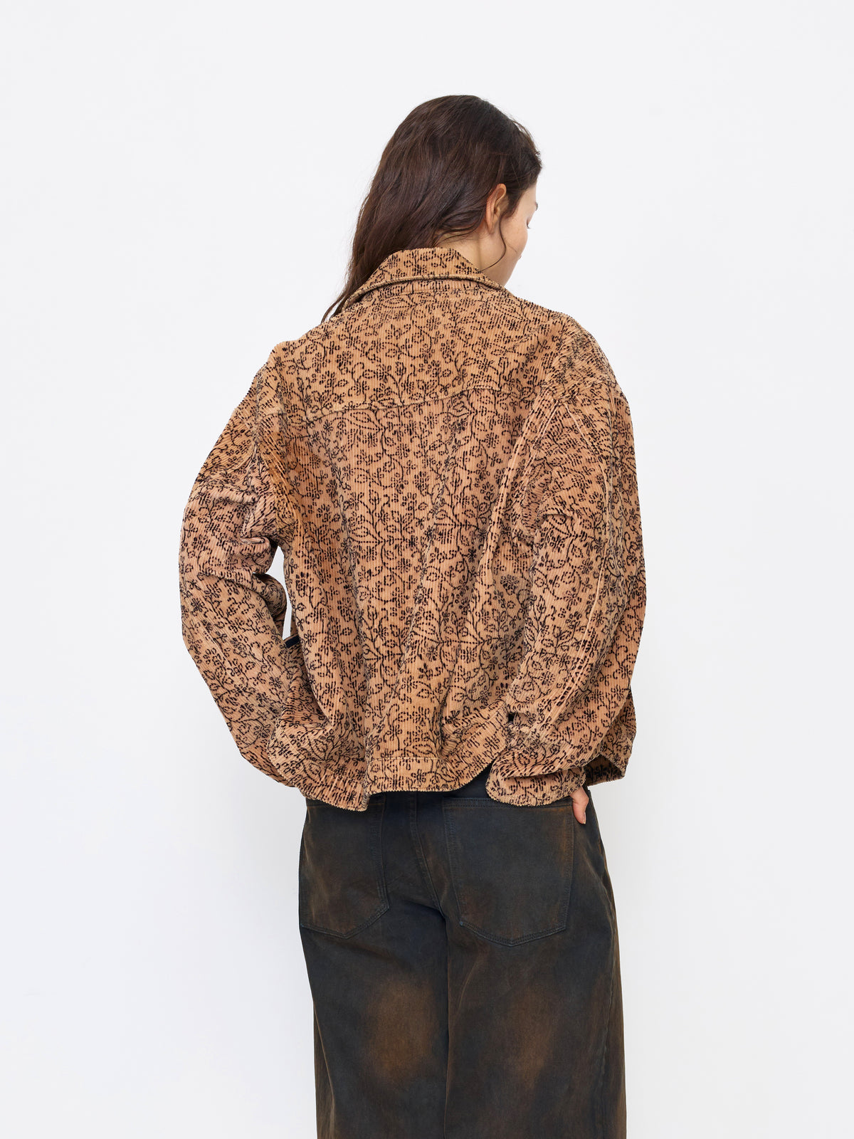 TAN BLACK UNISEX HAND BLOCK PRINT JACKET