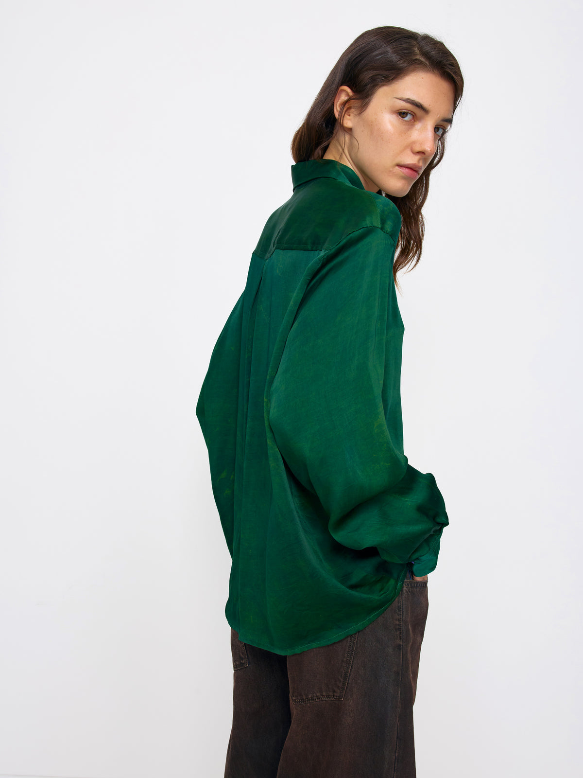 GREEN UNISEX SILK SHIRT