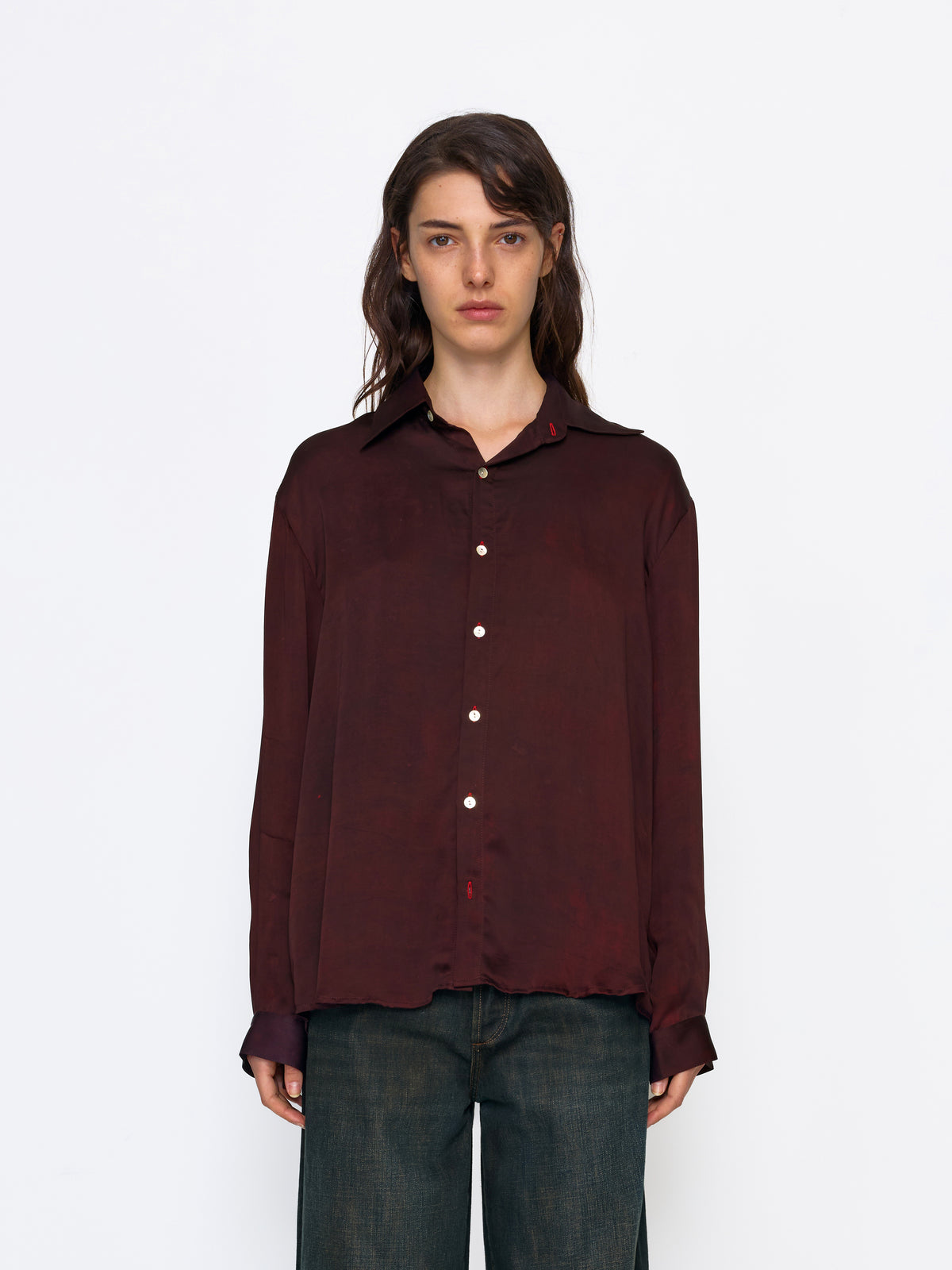 MAROON UNISEX SILK SHIRT