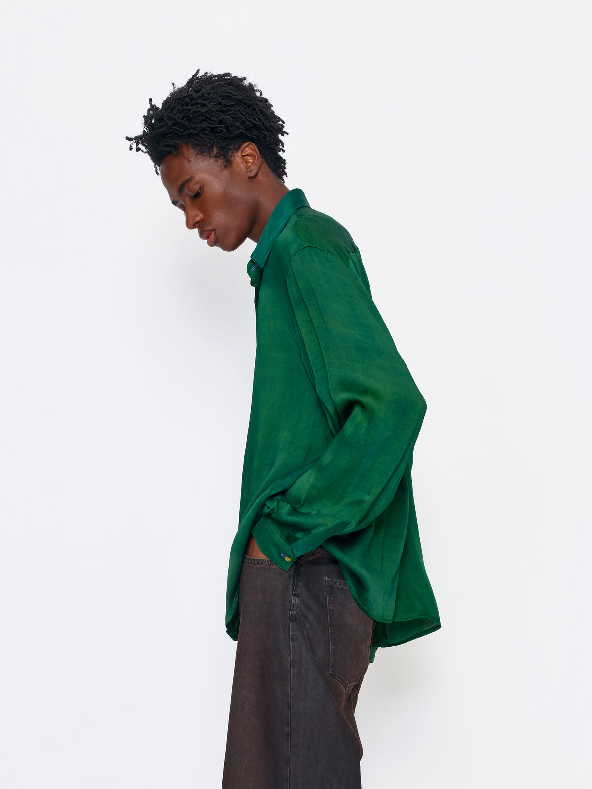 GREEN UNISEX SILK SHIRT
