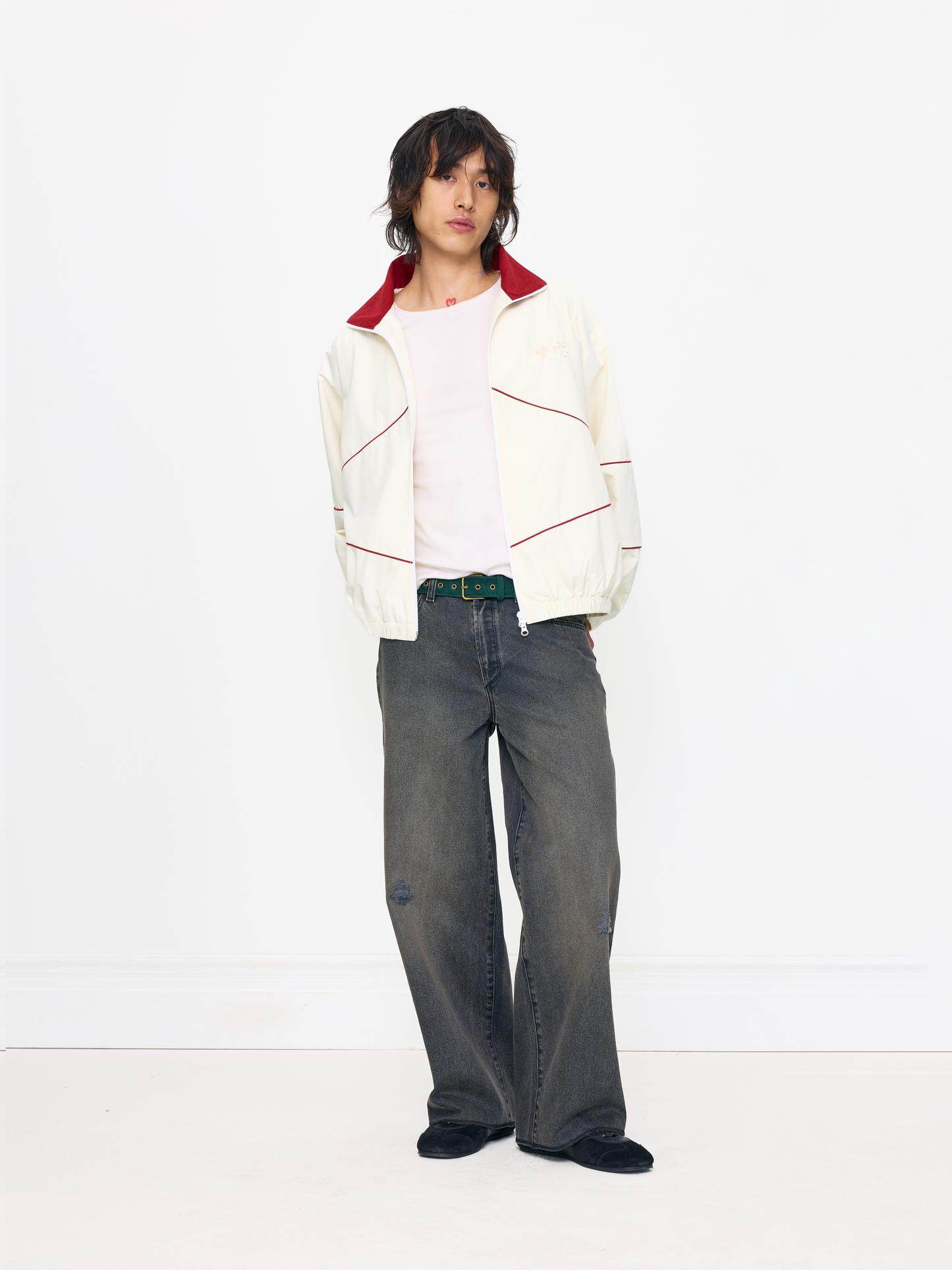 CREAM RED UNISEX FOOTBALL JACKET