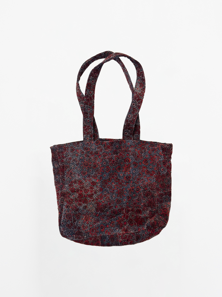 Patterned tote bag on a white background